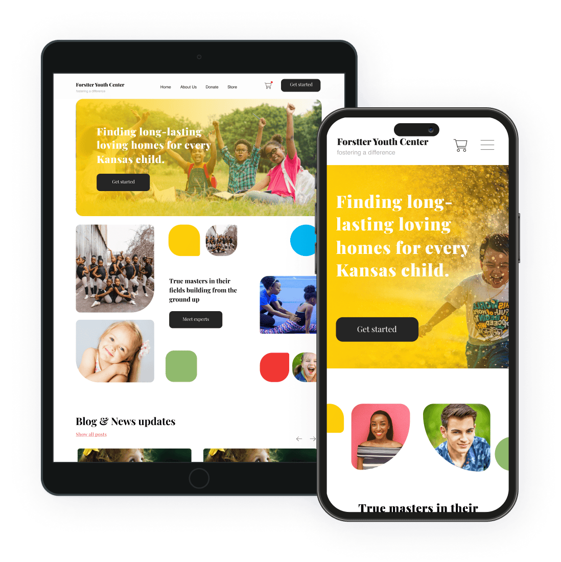 Forster Youth Center website displayed on tablet and smartphone