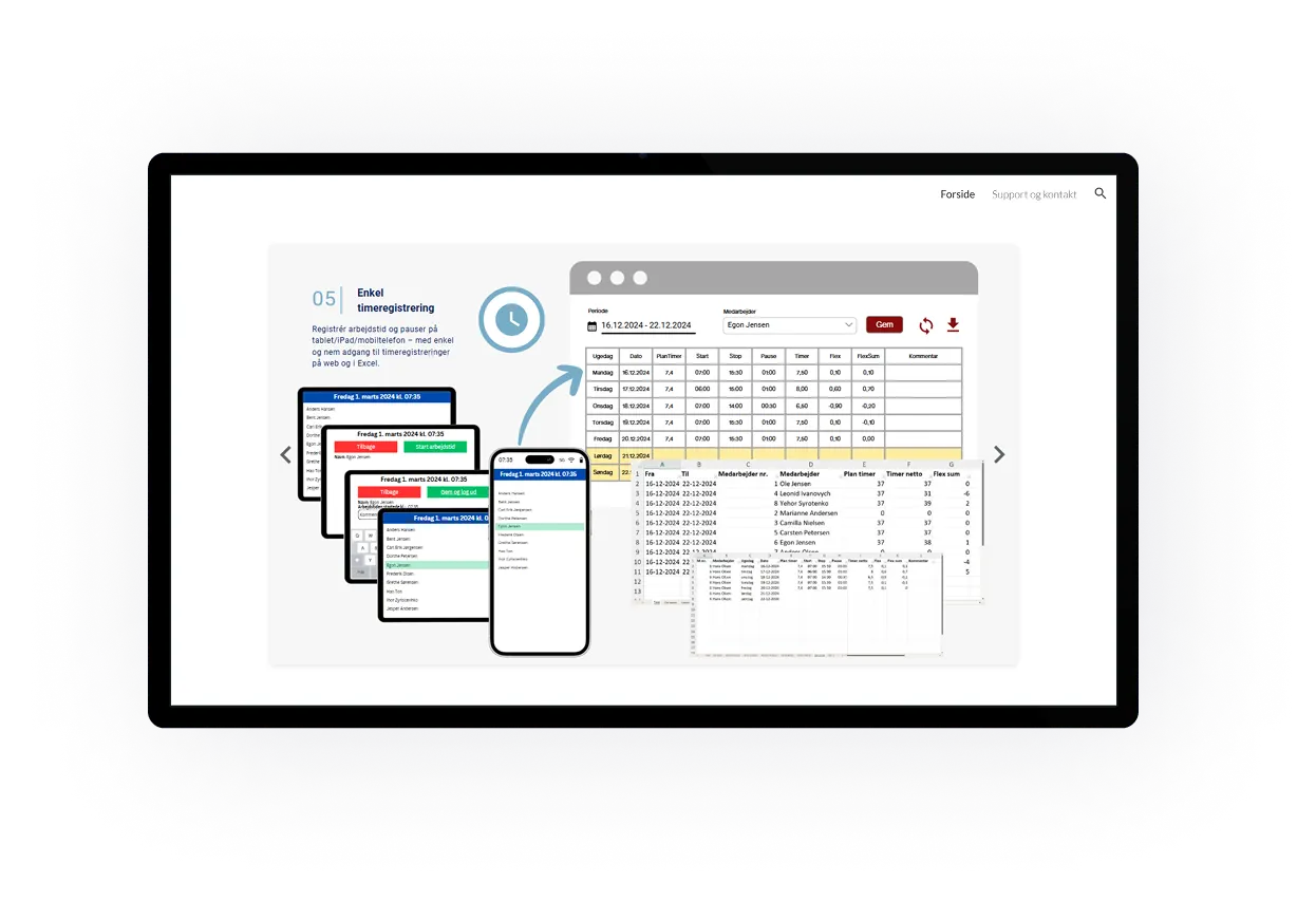Screenshot of a time tracking interface, showing timesheet management, and reporting features