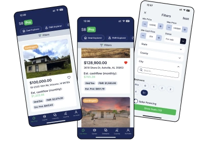 Screenshots showcasing the user interface of a real estate investment Section 8 Pro mobile app