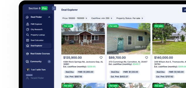 Screenshots of a real estate investment platform.