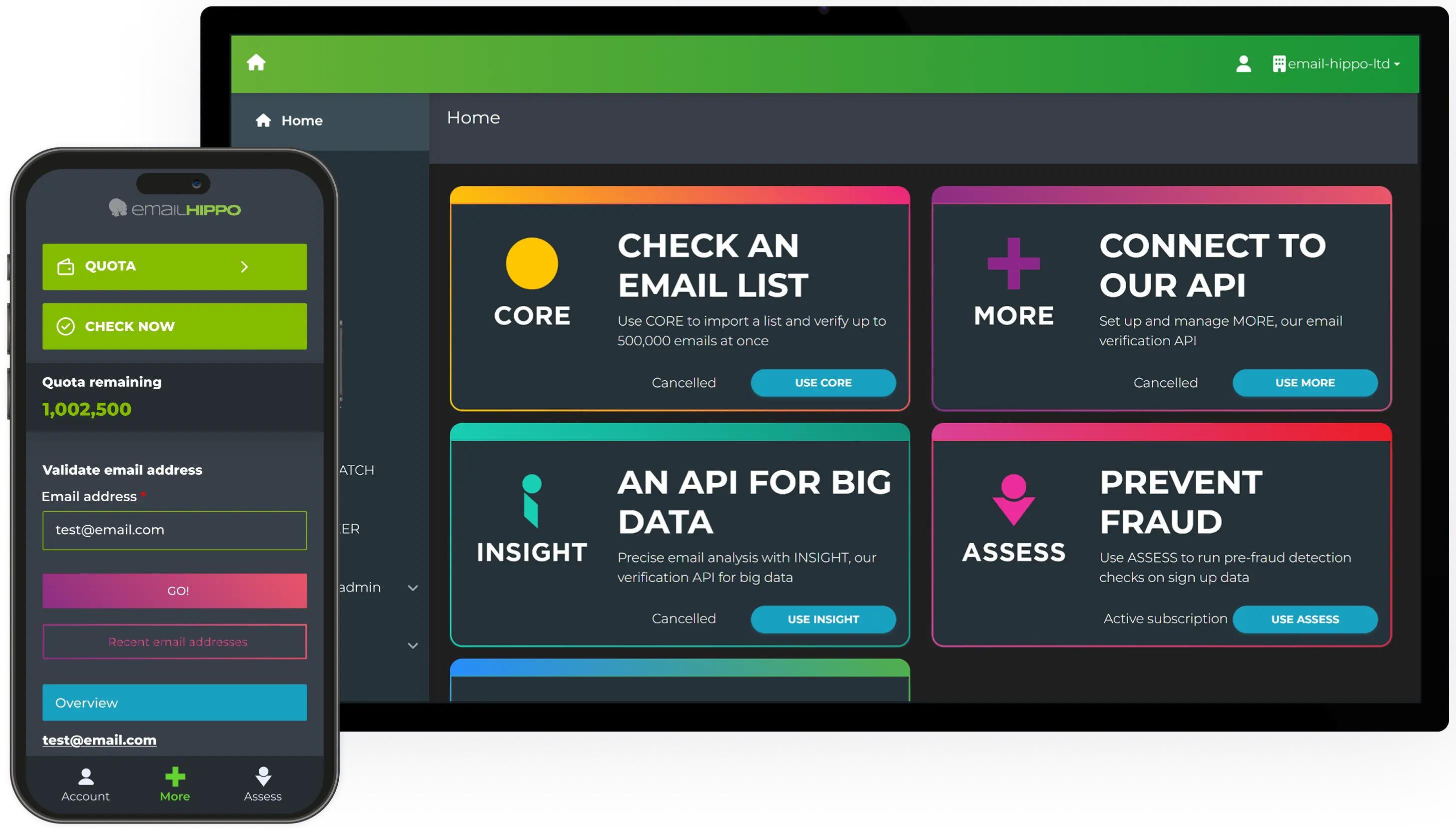 Email Hippo Dashboard and Mobile